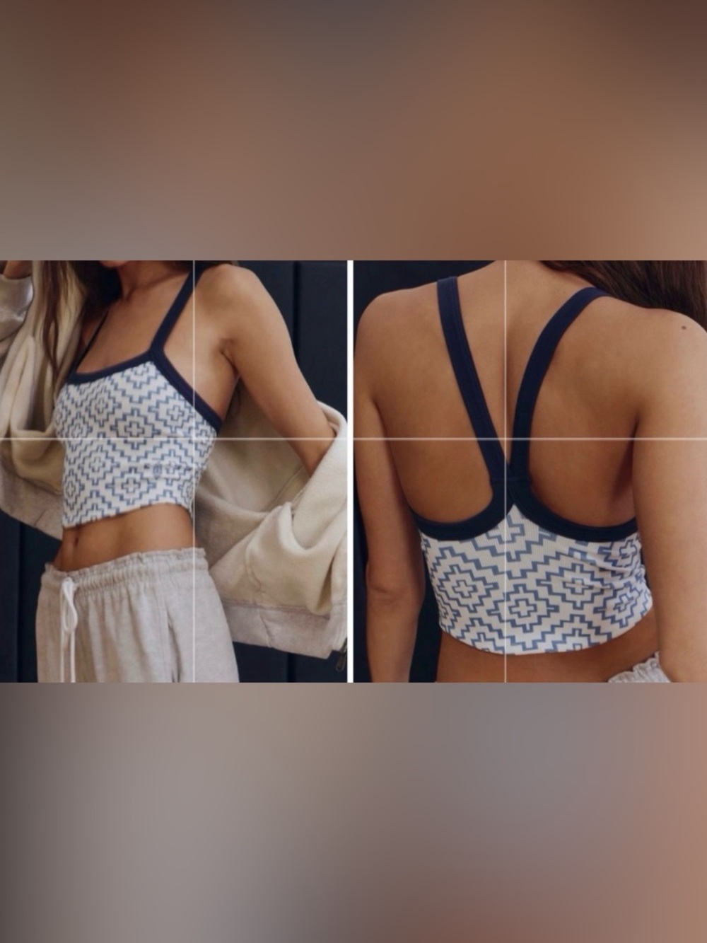 FP Movement by Free People All Clear Jacquard Cami in Blue Crush Combo Size M/L